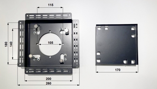 Решетка теневая под плитку РТМ 200х200мм для вентилятора d100мм черная металлическая